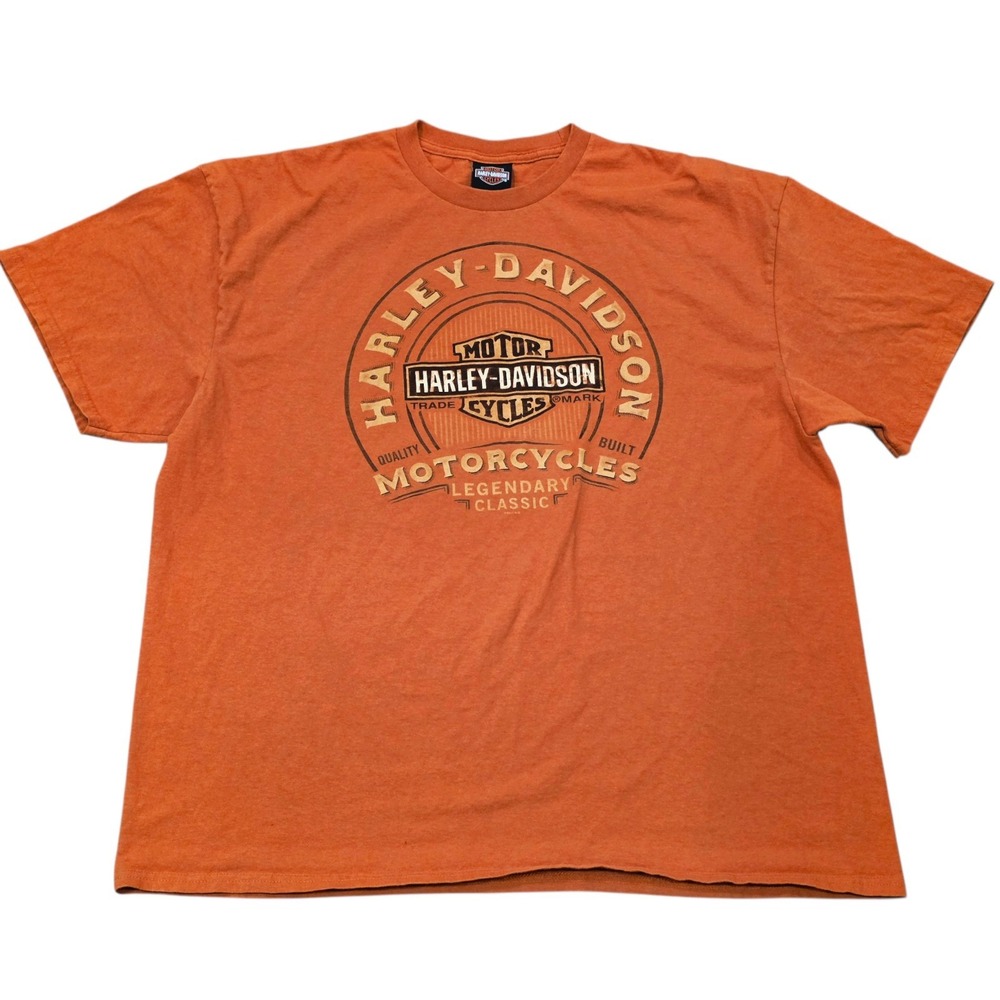 Harley Davidson Atlanta Georgia Mens T-shirt Orange 2XL Biker Graphic Tee